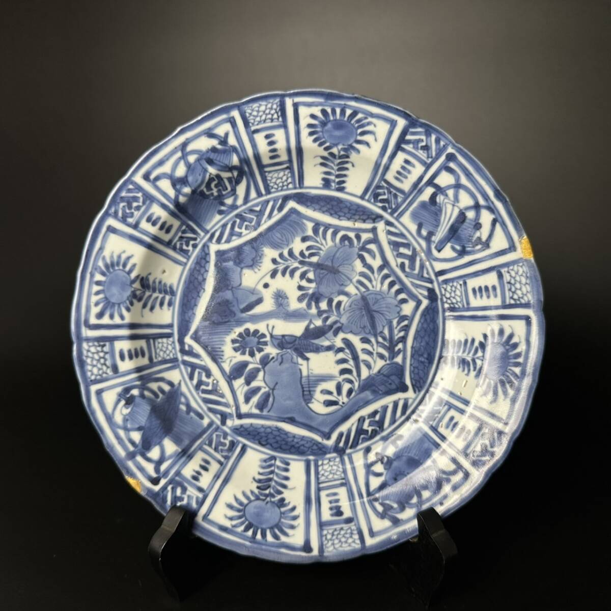 ♥古伊万里 芙蓉手 小皿 4枚 在銘 江戸期 伊万里 染付 骨董