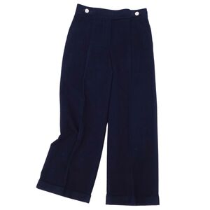 Красивые HERMES HERMES брюки 23SS длинные брюки широкие брюки serie кнопка хлопок нижние женские 36 navy cf12ds-rm10e28527