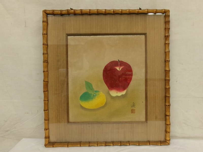 みかん　蜜柑 美術品　額装　油彩 絵画 油絵 サイズ約57.5×38×5cm fit=scale-down,w=1200