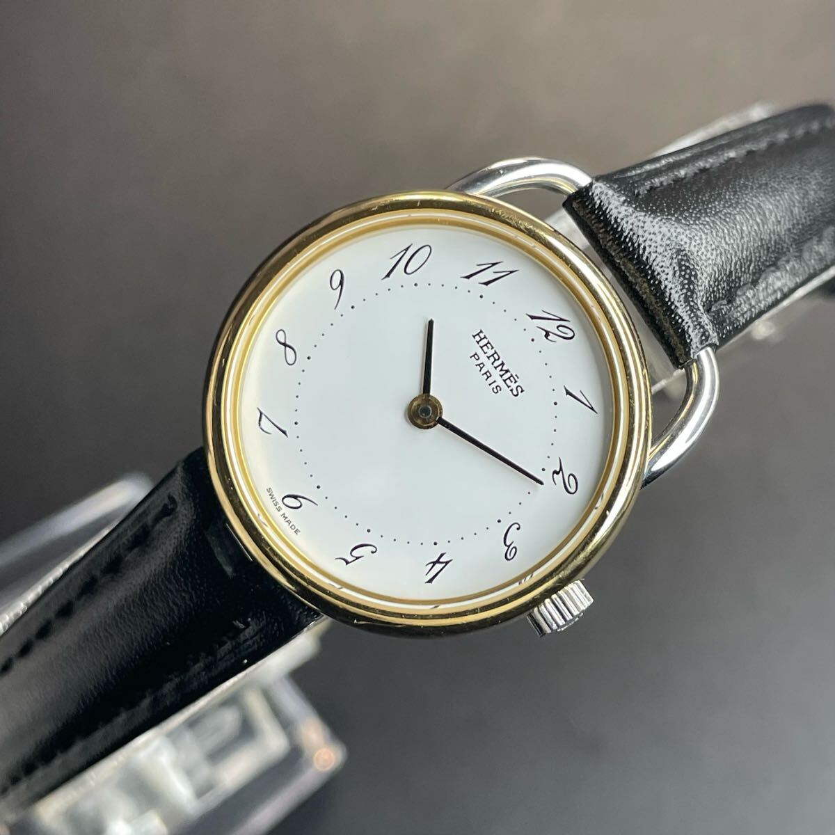HERMES エルメス アルソー 腕時計 ステンレススチール/革/GP
