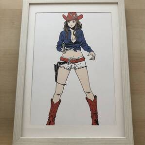 kj ★額装品★ 江口寿史 カウガール セクシー 美女 貴重イラスト A4額入り ポスター風デザイン アンディウォーホル エルヴィス ひばりくん