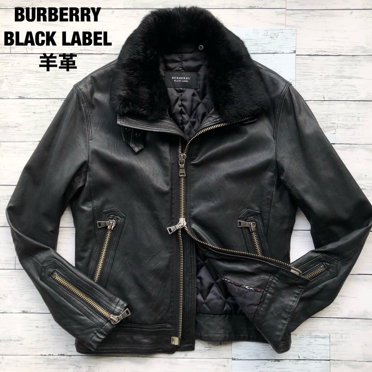 Yahoo!オークション -「burberry black label レザーライダース Yahoo!オークション -「burberry black label レザーライダース