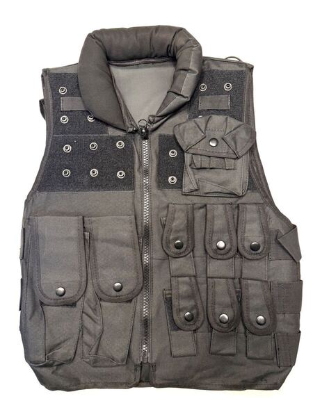 (送料無料)新品未使用品 TACTICAL VEST タクティカル ベスト☆ミリタリー サバゲー ハンター ☆ブラック ☆サイズフリー(S〜M) ☆着丈55㎝