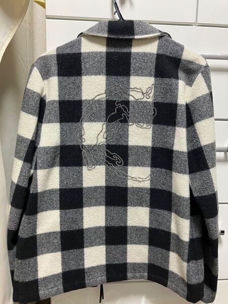 サンローランパリ 13AW デッドラットスタッズ装飾付きバッファローチェックブルゾン