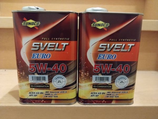 SUNOCO SVELT EUROスノコ スヴェルト スベルト ユーロ SP A3/B4 5W-40 1L 2缶 エステル配合 合成油 正規品