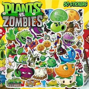 プラントVS.ゾンビ ステッカー 50枚セット Plants vs. Zombies PVC 防水 シール 大量 プラゾン PVZ ゲーム 防衛