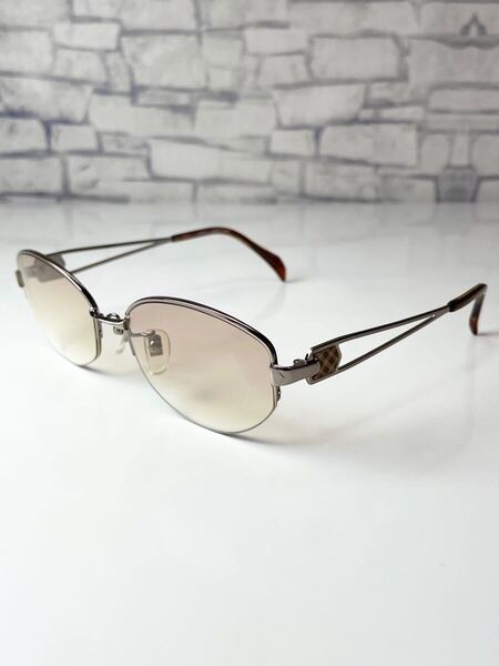 DAKS DA26255 ダックス ハーフリム オーバル型 ブラウン サングラス 良品