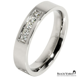 ◆ring02-si BLACK VARIA ストールリング ラインストーン メンズ アクセサリー パーティー(シルバー銀 石5) ステンレス 送料370円~