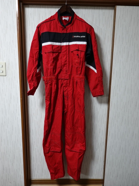 三菱MOTORS SERVICE STAFF オーバーオール ツナギ LL 愛らし 赤