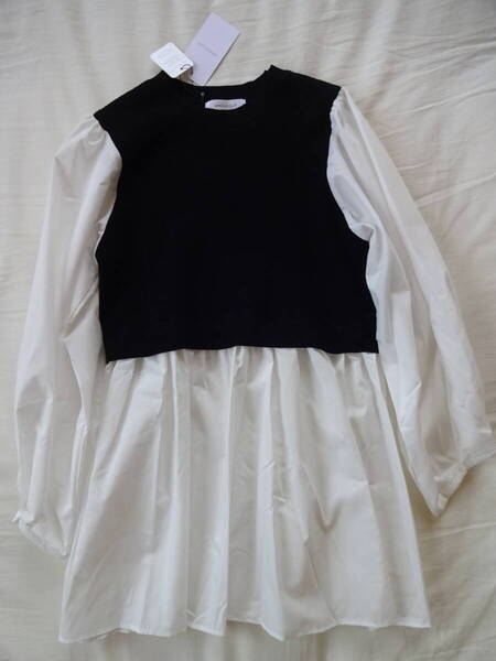 タグ付き*OPAQUE.CLIP ニットベストドッキング プルオーバー*重ね着風トップス/サイズ:M・定価¥4389 オペークドットクリップ