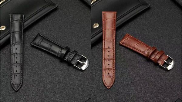 時計バンド 牛革22mm レザーベルト 時計ベルトセール価格 2本 大好評