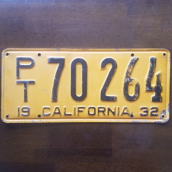 1932年 カリフォルニアナンバープレート1932s CALIFORNIA USA License Plate ヴィンテージ