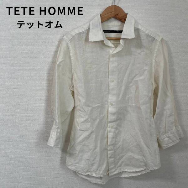 TETE HOMME テットオム 長袖 リネンシャツ 麻100%