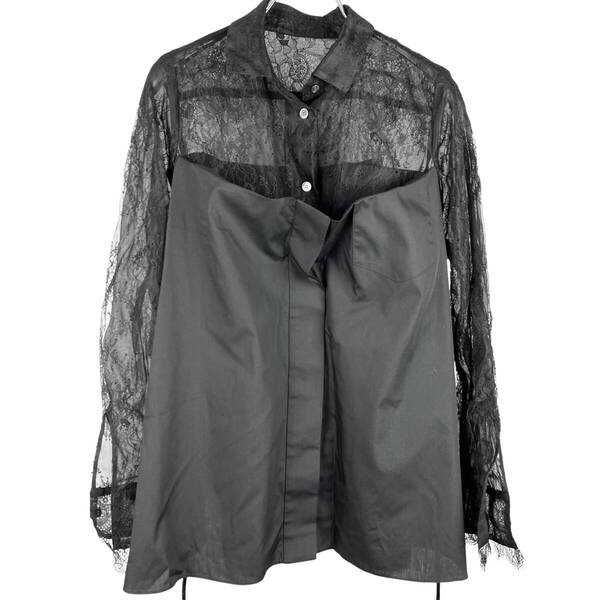 【20%OFF】Sacai (サカイ) Lace Layer Seethrough Shirt (black)