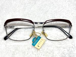 デッドストック オーストリア製 VIENNALINE ブロー 眼鏡 50 ブラウン 小ぶり 金張り ビンテージ 未使用 サーモント 茶 フレーム レトロ