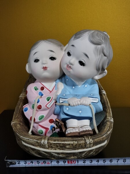 博多人形【こどもたち】未使用保管品/登録シール有り、昭和レトロ、置物、 伝統工芸品