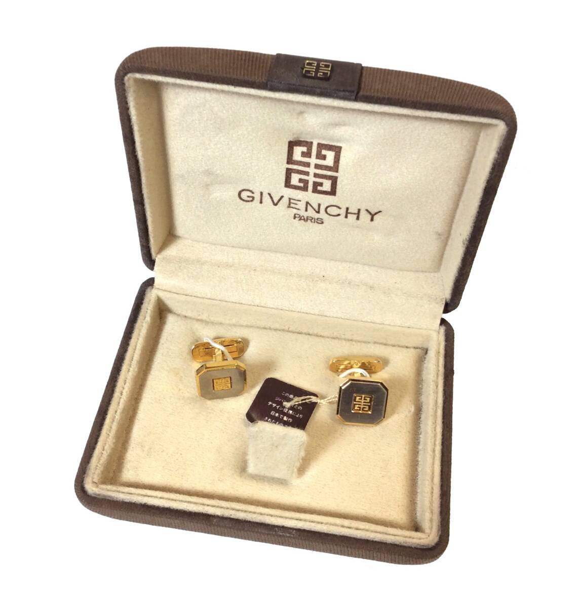 新品未使用品 ジバンシイ 金メッキゴールド ロゴマーク カフリンクス ジバンシィGIVENCHY 4G ロゴ カフス ゴールド 真鍮 金