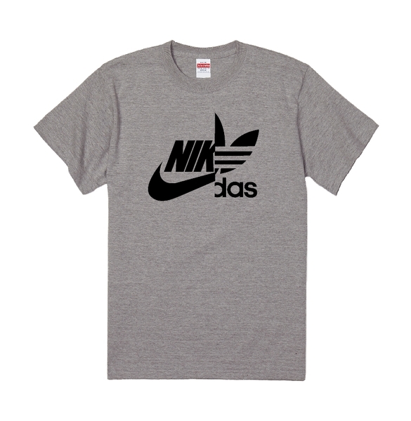 送料無料 ナイダス スタンダードTシャツ ミックスグレー×ブラック Lサイズ