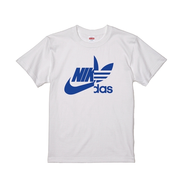 送料無料 ナイダス スタンダードTシャツ ホワイト×ロイヤルブルー Lサイズ