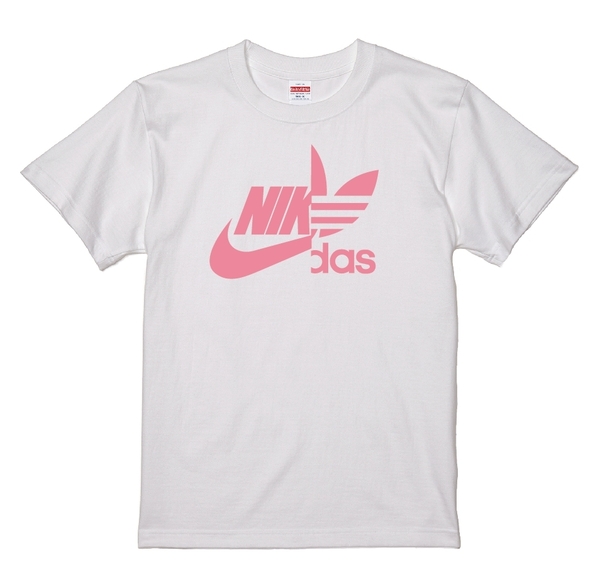 送料無料 ナイダス スタンダードTシャツ ホワイト×ライトピンク XLサイズ