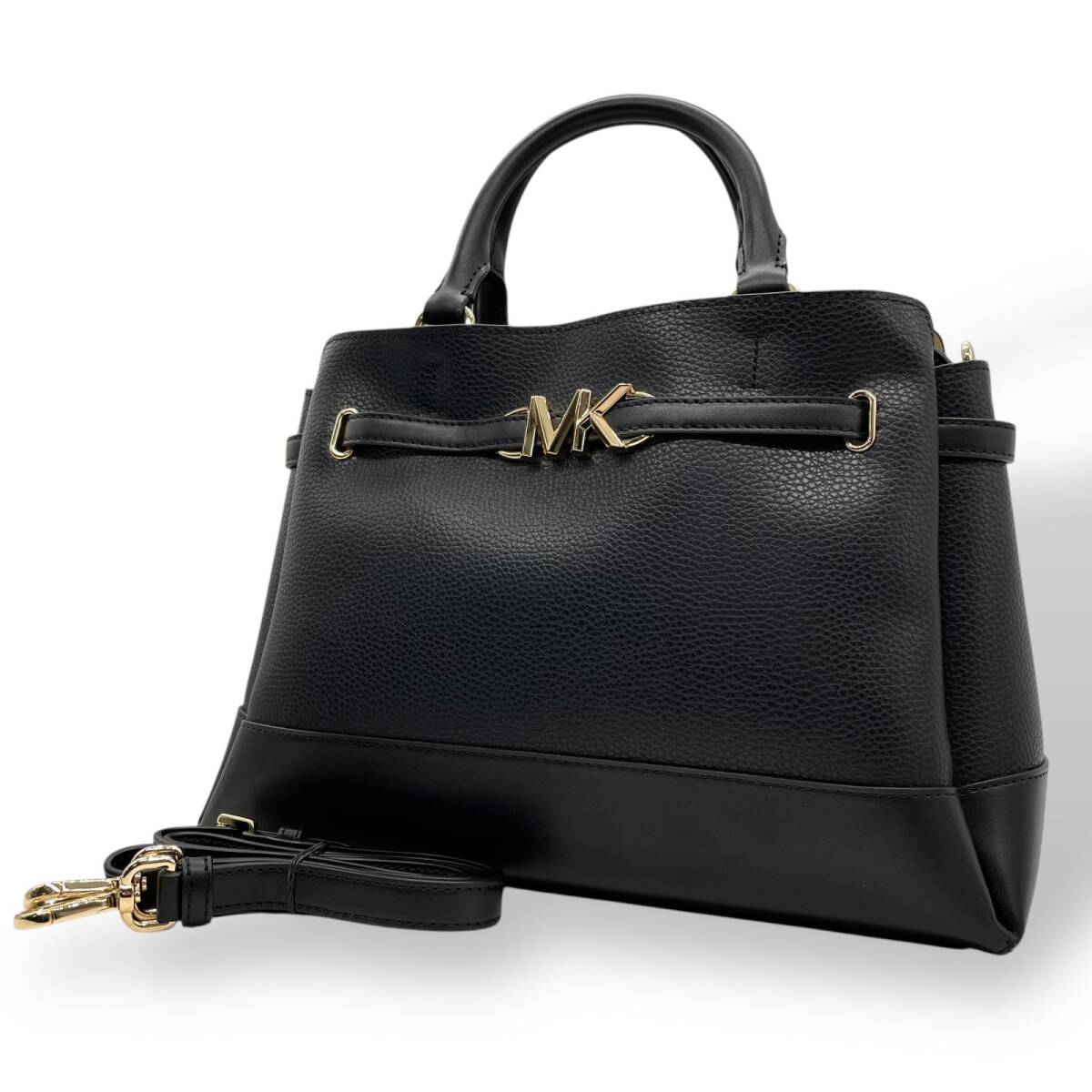 極美品 マイケルコース MICHAEL KORS ハンドバッグ ショルダーバッグ 2WAY ブラック レザー ゴールド金具 d4