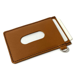 レザー パスケース 定期入れ カードケース 牛革 本革 ホルダー 免許証入れ ライセンス ヌメ革 ブラウン