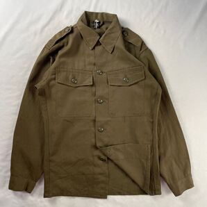 Euro Vintage 80s TREVIRA HBA1980 ポリエステル ビスコース ツイル オーストリア軍 オリーブ エポレット 軍 ミリタリー フィールド シャツ