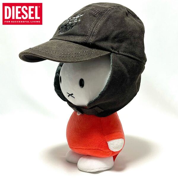 【超美品】DIESEL キッズ かっこいいused加工 フロント刺繍 あたたかいフリースイヤカバーキャップ カーキ size 1 約48cm