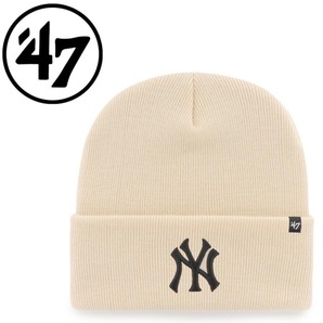 ☆正規品新品☆47BRAND HAYMAKER CUFF KNIT フォーティセブン 帽子 ニット帽 ビーニー ニットキャップ ヤンキース ナチュラル×ブラック