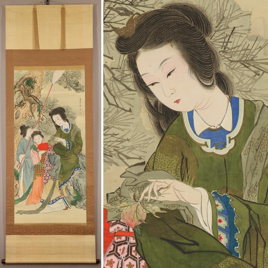 模写】森寛斎 美人画 掛軸 桐箱付き 掛け軸 骨董品 (2025年最新 模写】森寛斎 美人画 掛軸 桐箱付き 掛け軸 骨董品 (2025年最新