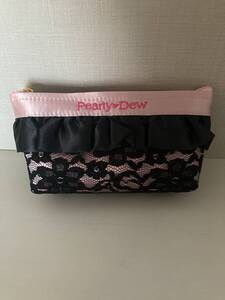 Perly dew ピンク色ポーチ 黒色レース