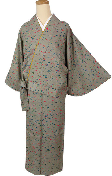 新品 未使用 二部式のきもの 袷 幾何学模様 丸洗い出来る ポリエステル 11703