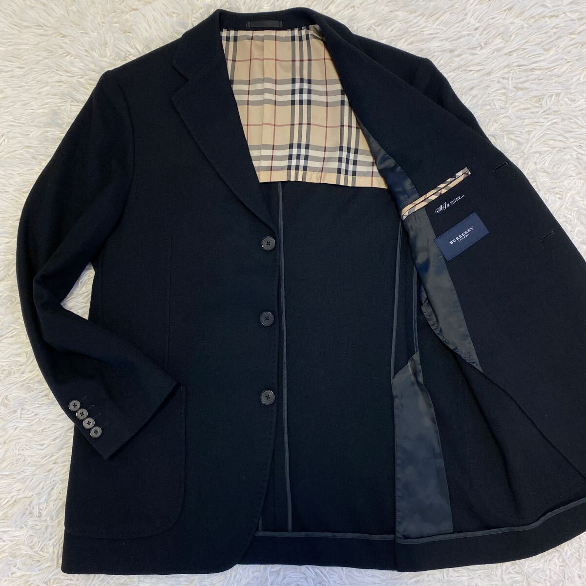 極美品 M バーバリー カシミヤ シルク 背抜きブレザー 黒 極美品 M バーバリー カシミヤ シルク 背抜きブレザー 黒