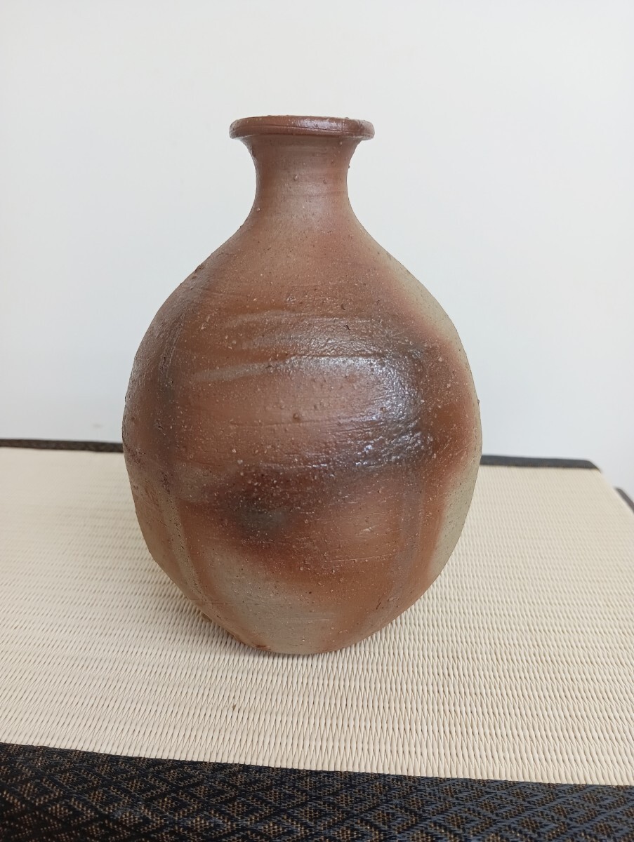 K-52 備前 人間国宝 藤原啓 緋襷 火襷 徳利 共箱