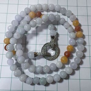 R2M-028天然本翡翠 一品一図 ミャンマー産天然翡翠 ネックレス約48cm 天然石 6.3mm一点物 希少 縁起物 お守り パワーストーン