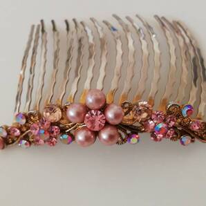 送料無料★ねいる屋さん★夜会巻きコーム★ピンク系★ピンクパール★ヘアアクセサリー★ハーフアップ★髪飾り★和装★女子会★スワロ