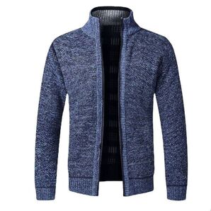ジャケット 【 青 】 XL メンズ 服 ニット ジップアップ 裏起毛 裏フリース ブルゾン カーディガン ゴルフウェア 40代 50代 60代 冬 春 3