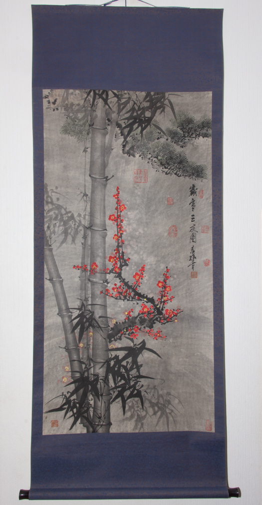 希少 掛軸（歳寒三友さいかんのさんゆう） 祥仙