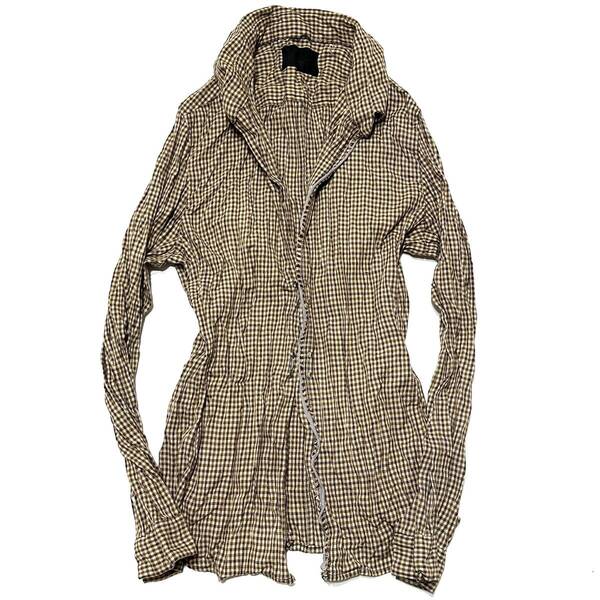 定価4.2万 junhashimoto WRINKLE CHECK HOOK SHIRTS 3 ジュンハシモト チェックホックシャツ wjk akm 1piu