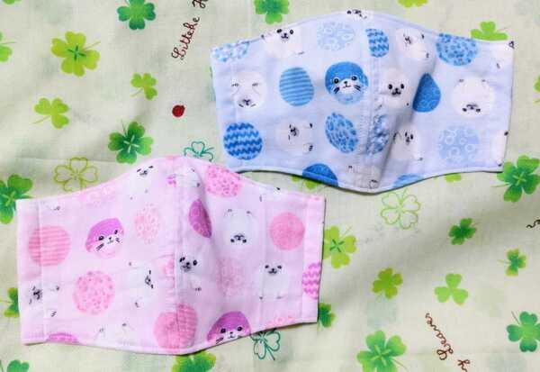 2色組★接触冷感ガーゼ使用★とっても可愛いゴマちゃんの子供用夏マスク立体マスク 子供用マスク ガーゼマスク