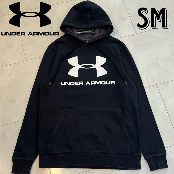 アンダーアーマー underarmour UA メンズ フーディー ビッグロゴ パーカー ブラック・黒 SMサイズ フード付き デカロゴ