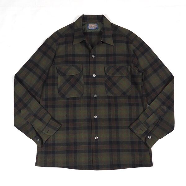 【NOS】60s PENDLETON Board shirt M Olive ペンドルトン ボードシャツ デッドストック