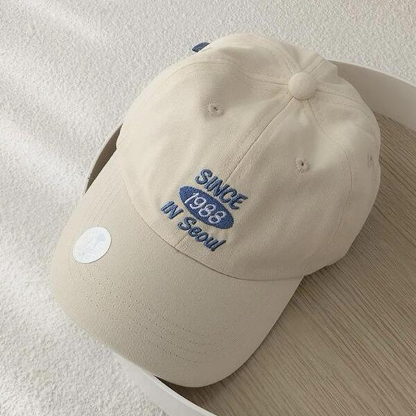 キャップ 帽子 キッズ ロゴ オフホワイト 韓国 くすみカラー アイボリー