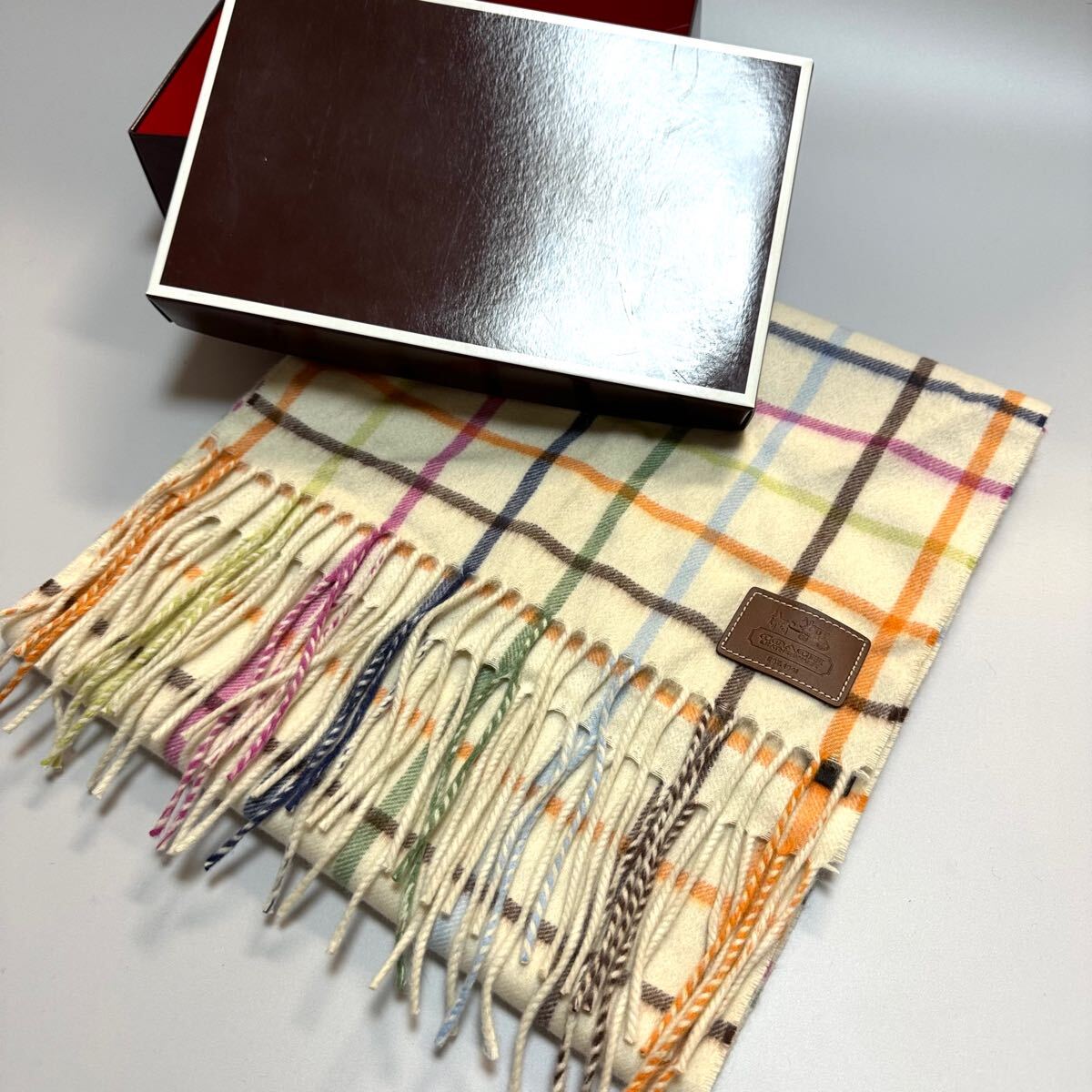 新品未使用 COACH コーチ レガシー ストライプ マフラー 箱・タグ付き