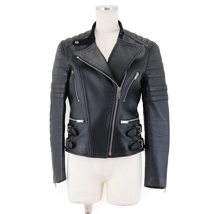 SALE【美品】セリーヌ フィービー期 シープスキン モーターサイクル レザー バイカー ライダース ジャケット レディース 38 黒 伊製 CELINE 43,200円