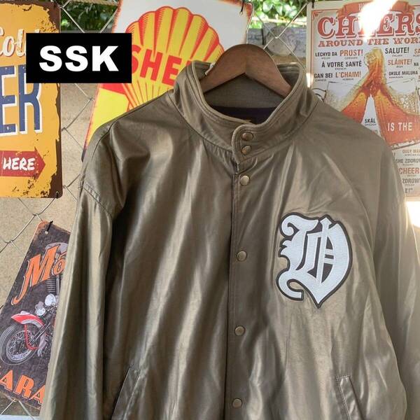 SSK エスエスケー グラウンドコート グラコン サイズ O 野球 ベースボール アウター ワッペン オリーブ グリーン 10527