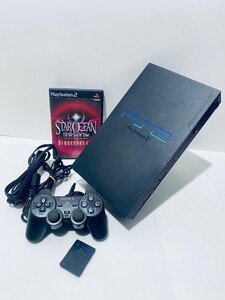 PS2 プレイステーション2 SCPH-50000ミッドナイトブラック 本体 コントローラ クリア プレステ PlayStation 希少品 美品/動作品(S-19)