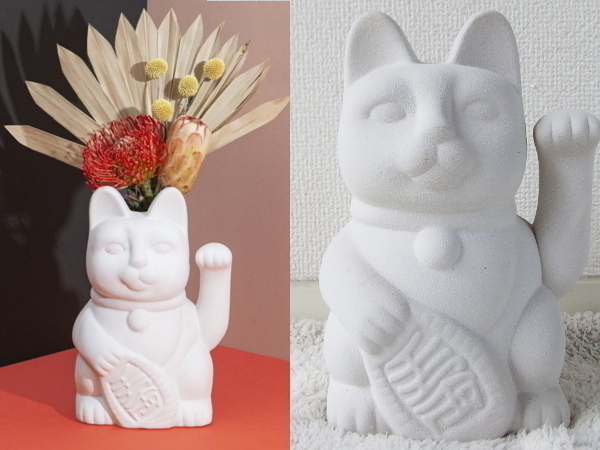 新品☆DOIYドーイ☆花瓶 招き猫 白 海外フラワーベース動物まねき猫ネコ置物アメリカ商売繁盛プランター開運レトロ日本usa北欧cat可愛い