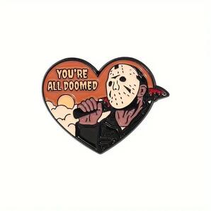 Jason Voorhees lovely heart ピンバッジ