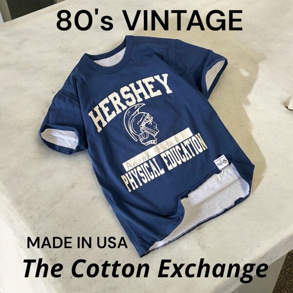 80's VINTAGE USA製 4段プリント COTTON EXCHANGE リバーシブル Tシャツ ダブルフェイス 古着 アメリカ製 80年代 コットンエクスチェンジ